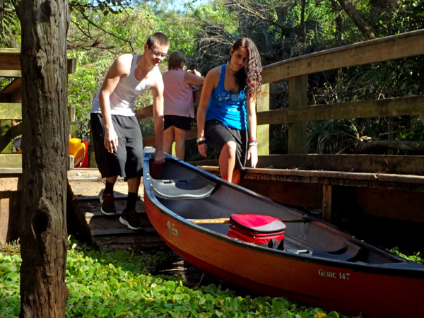 taking the canoe around the dam