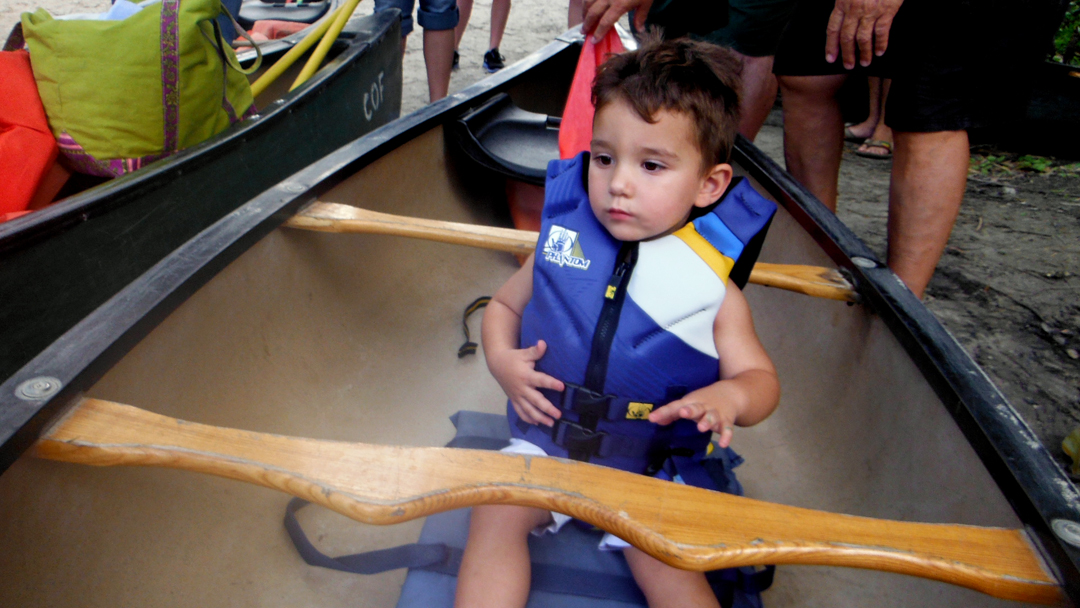 The Great-Grandson of the two RV Gypsies ready for his first canoe trip.