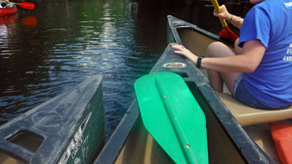 three canoes collide