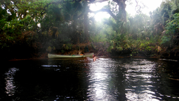 a brave dude in the water
