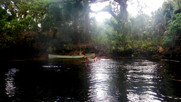 a brave dude in the water