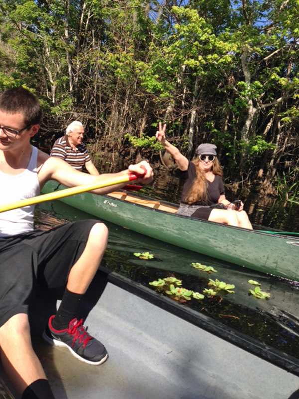 the two RV Gypsies in their canoe