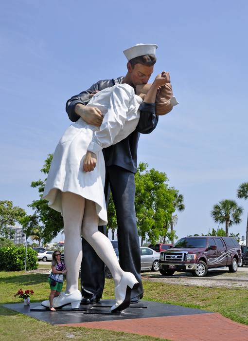 Karen Duquette at the Unconditional Surrender statue