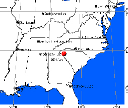 map showing location of Spartanburg/Gaffney in South Carolina