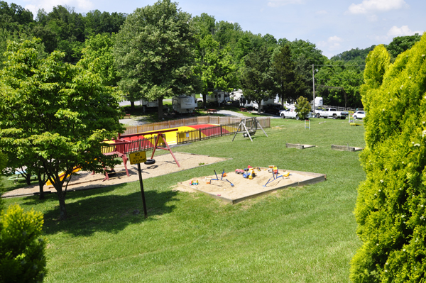 playground at the Bristol / Kingsport KOA sign