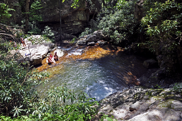 looking down at Blue Hole Falls