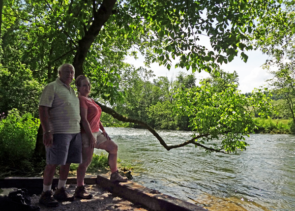 The two RV Gypsies enjoy a leisurely stroll around the Watauga River.