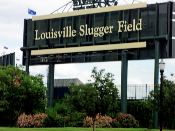 sign: Louisville Slugger Field