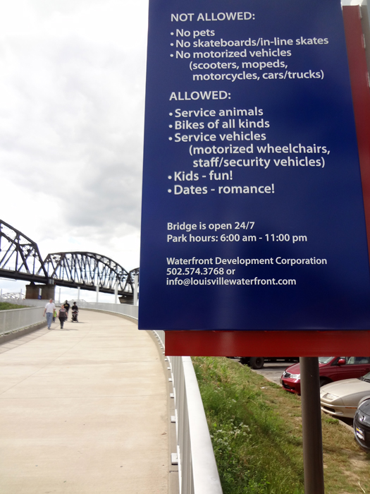 sign at the Big Four Railroad Bridge