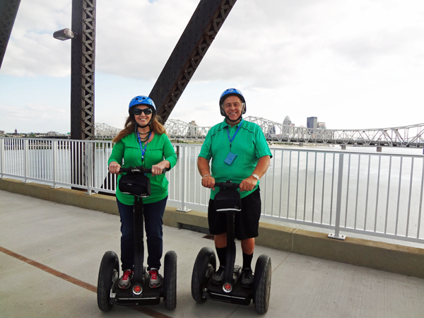 The two RV Gypsies and their Segways on the Big Four Railroad Bridge