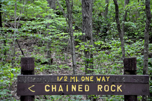 sign: Chained Roick - 1/2 mile