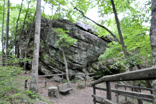 a big boulder along the trail