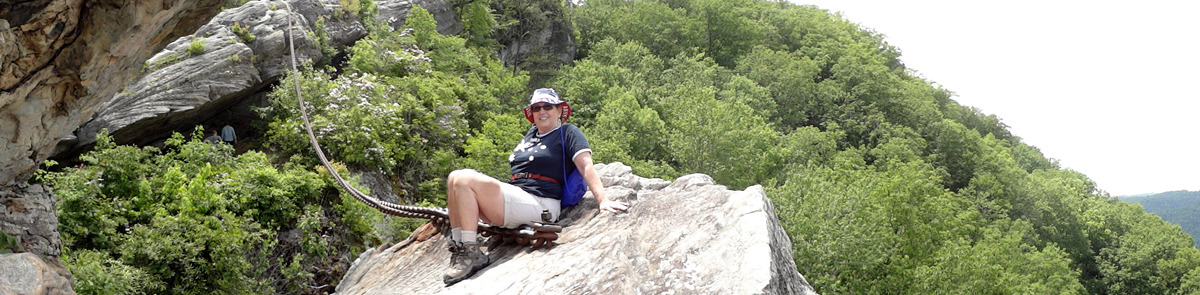 Karen Duquette on top the chain at Chained Rock