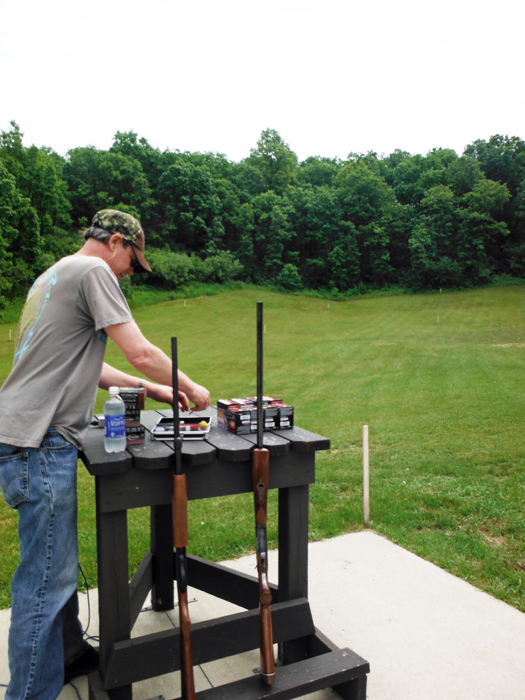 Karen Duquette's cousin Bruce setting up the guns and bullets.