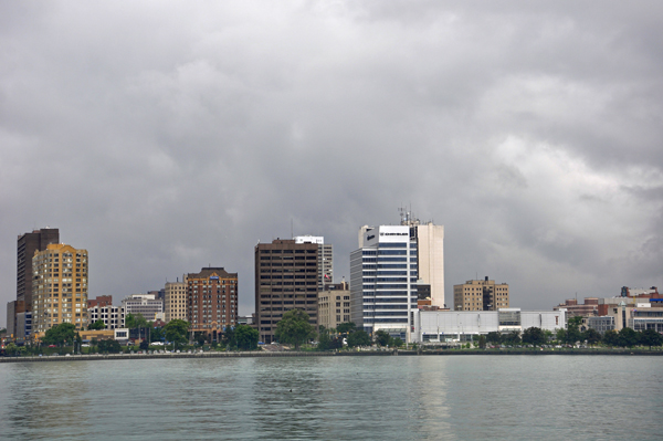 Looking across the Detroit River into Canada
