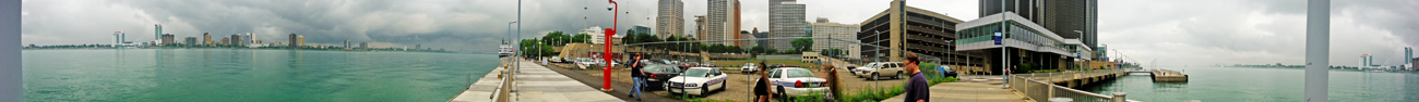 panorama of the Detroit Riverfront