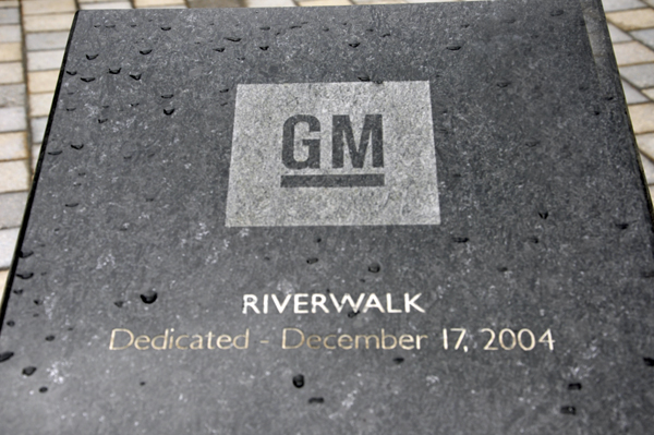 Gm Riverwalk plaque