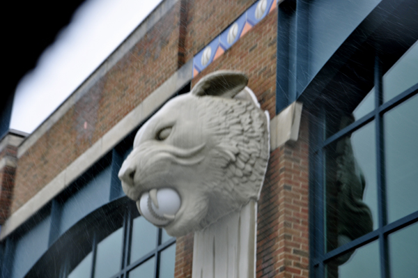 Tiger on building of Comerica Park