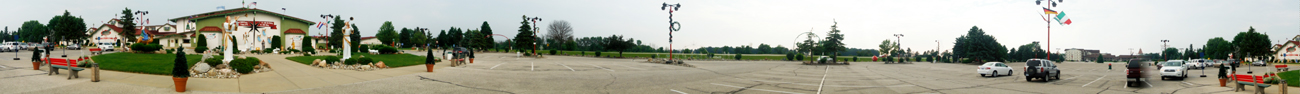 panorama of part of the grounds at Bronners Christmas Wonderland