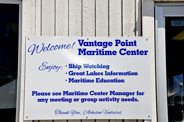 Welcome to Vantage Point Maritime Center sign