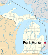 map of Michigan showing location of Port Huron