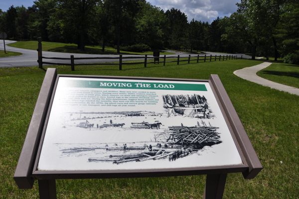 sign on how the logs were moved