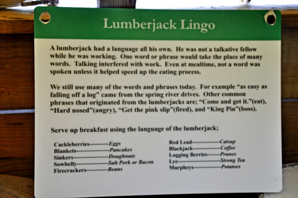 sign about Lumberman's Lingo