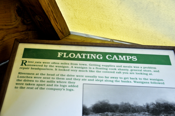 sign about the wanigan - a floating camp