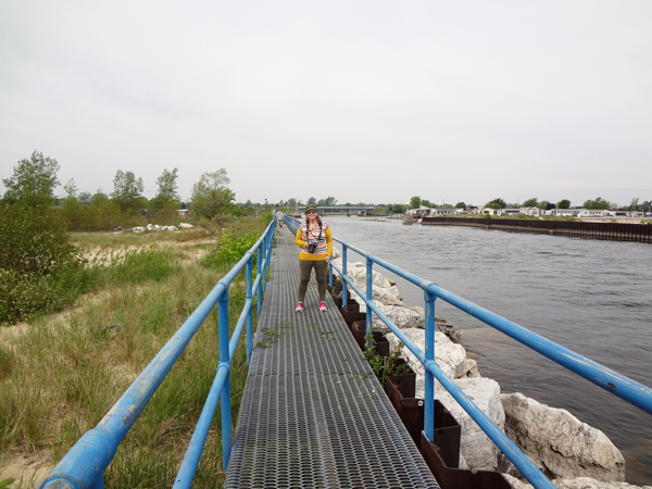 Karen Duquette on Au Sable Harbor Pier 