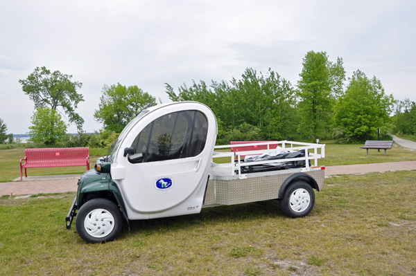 electric car at Tawas Point Lighthouse