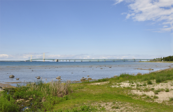 view of the Mackinac Bridge.