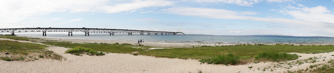 The Mackinac Bridge as seen from Michilimackinac State Park