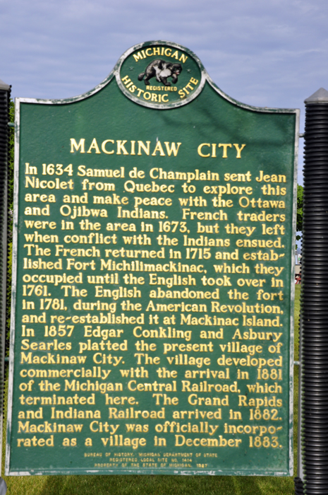 sign about Mackinaw City