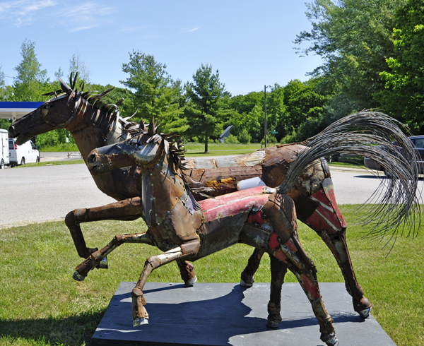 metal horses in Cross Village, Michiga