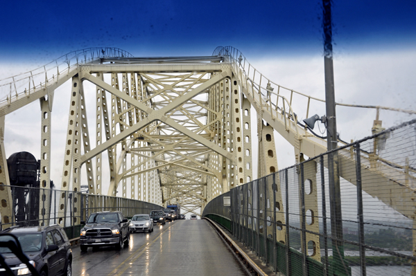 backed up traffic  on the International Bridge