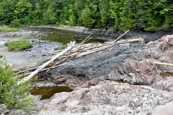 View of Chippewa Falls from the trail along side the falls