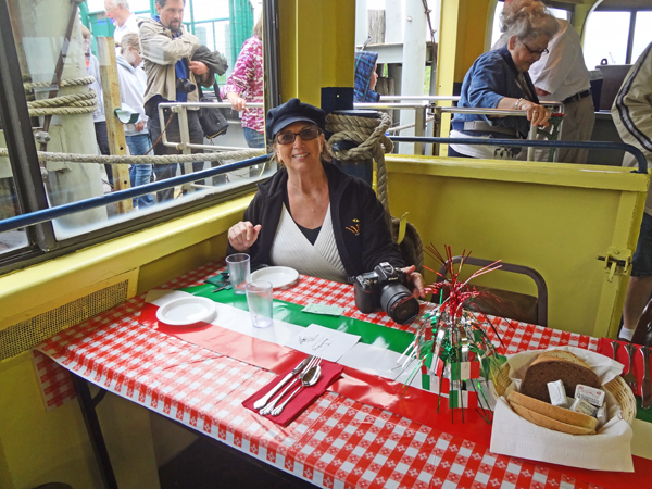 Karen Duquette ready for the buffet dinner