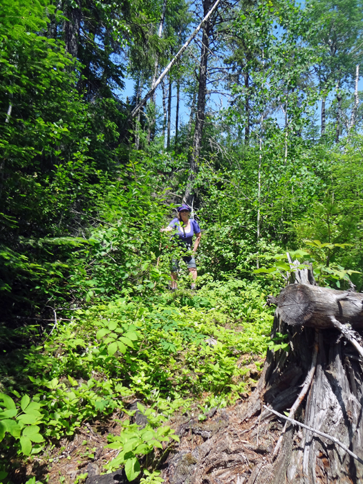 Karen Duquette on the Split Rock Hiking trail in Nipigon