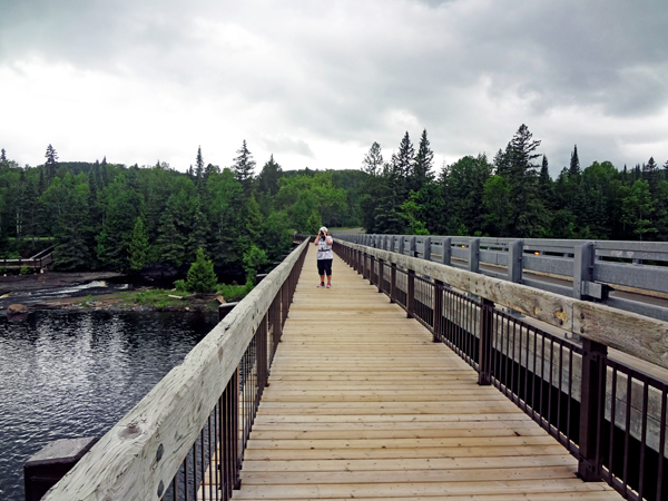 Karen Duquette on the bridge over Kakabeka Falls