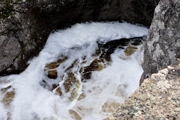 Potholes link to form a gorge