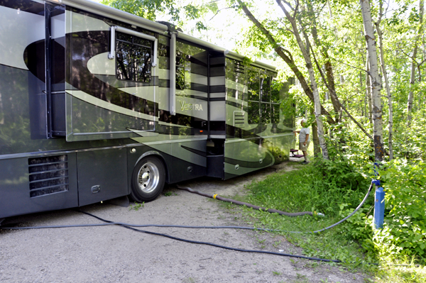 the RV of the two RV Gypsies at Moose Mountain Provincial Park campground
