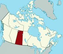 map of Canada showing the location of Saskatchewan