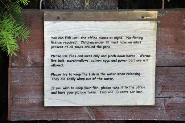 fishing rules at Mountain Meadow RV Park