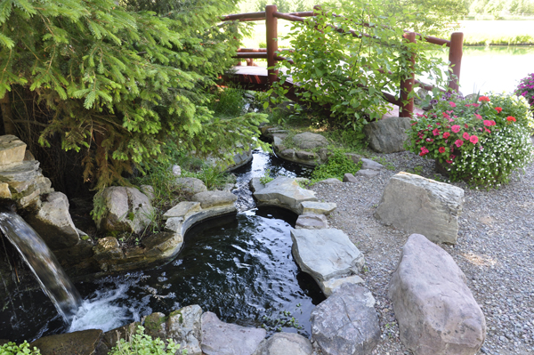 mini waterfall at Mountain Meadow RV Park