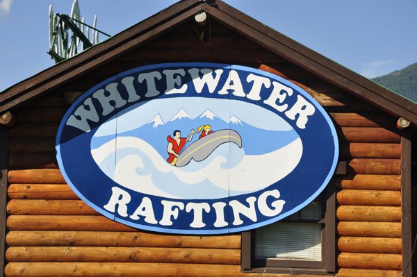White Water Rafting sign on building