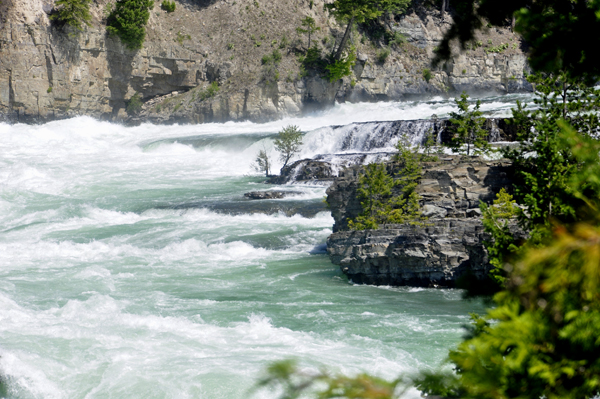 close up of the left side of Kootenai Falls