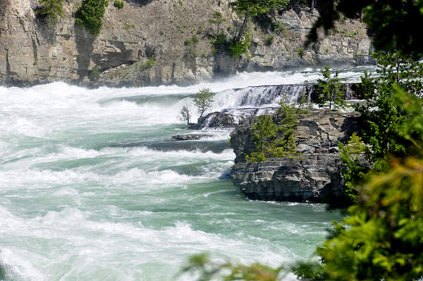 close up of the left side of Kootenai Falls