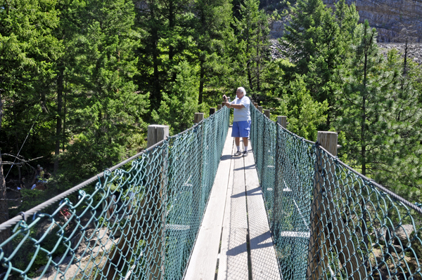 Lee Duquette on?the swinging bridge