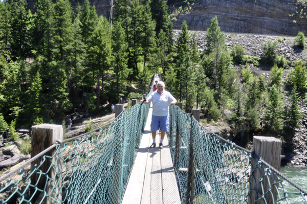 Lee Duquette on?the swinging bridge