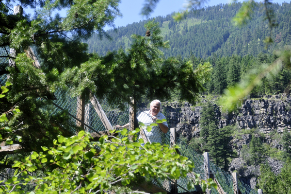 Lee Duquette on the swinging bridge